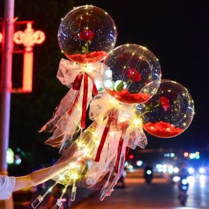 (Buy 10 Only Each $5.69) LED Luminous Balloon Rose Bouquet